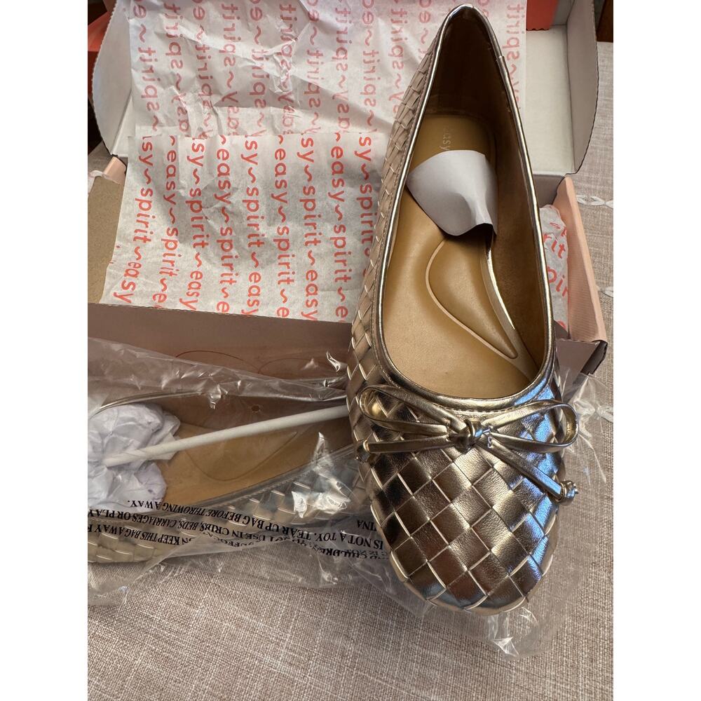 Easy Spirit Metallic Gold Woven Ballet Flats - Picture 4 of 9